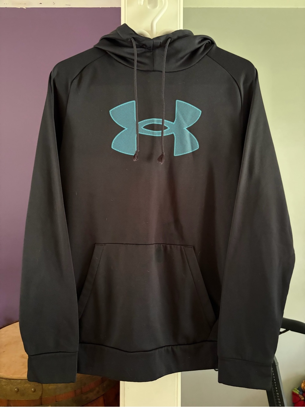 Under Armour Black Hoodie with Teal Logo Accents